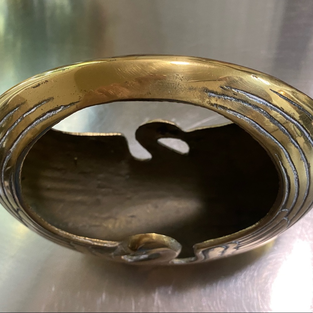 Vintage Brass Swan Planter Basket - Picture 3 of 8